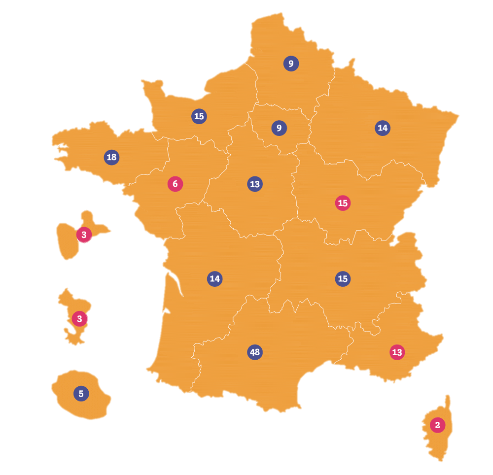 Cartographie DEFFINOV Carte des 100 lauréats manufactures de proximité